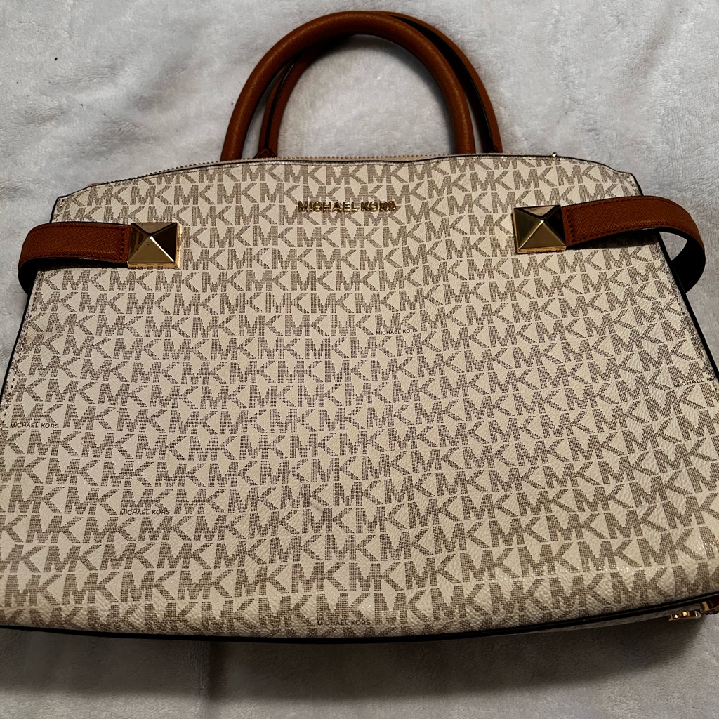 Michael Kors Beige & Brown Signature Satchel